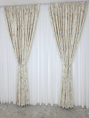 Colectia Elegance: Perdea Voal Premium Si Draperie Catifea Bej Cu Insertii model Golden
