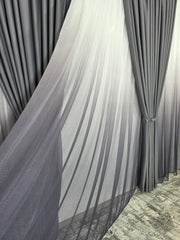 Set Hera: perdea bamboo degrade gri mov si draperie simpla gri inchis blackout 98%