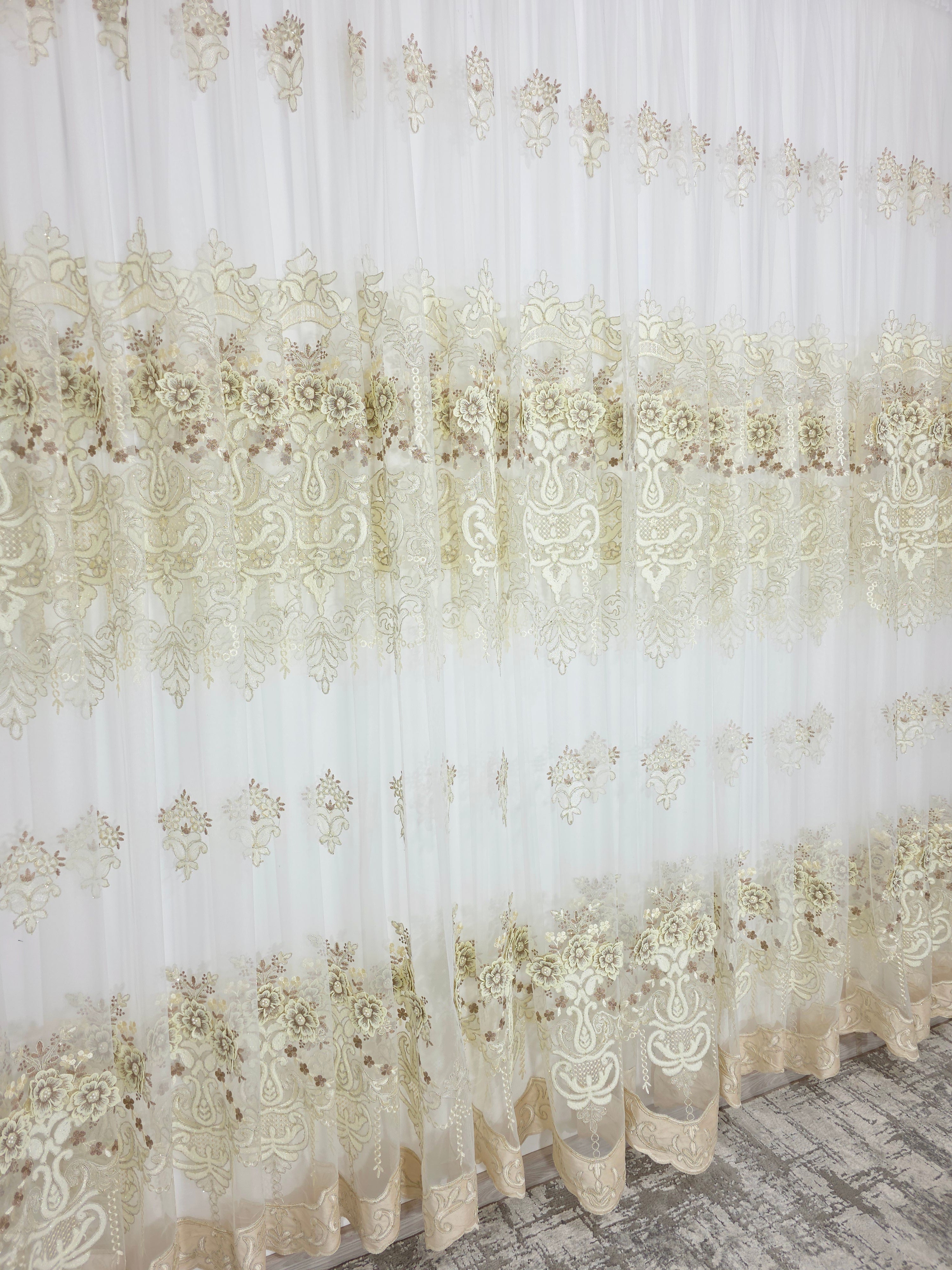 Set Ron: perdea lux cu broderie 3d si draperie catifea 3d