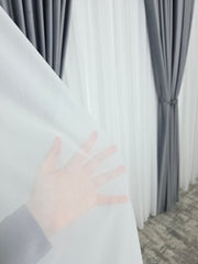 Set Gri Ciment: Perdea Voal Premium Si Draperie Catifea Gri Mediu
