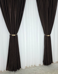Colectia Soft: perdea voal alb si draperie uni, varianta mai ușoară a catifelei-Wenge