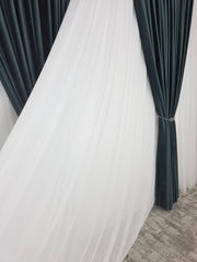 Set Como: Perdea Voal Premium Si Draperie Catifea Verde Onix