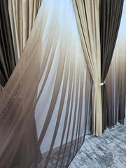 Set Selina: perdea bamboo degrade maro și draperie catifea in 2 culori blackout 90%