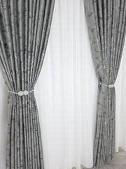Colectia Elegance: Perdea Voal Premium Si Draperie Catifea Gri Mediu Cu Insertii model Golden