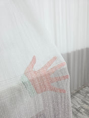 Perdea Bicolor grej cu alb din material tip borangic