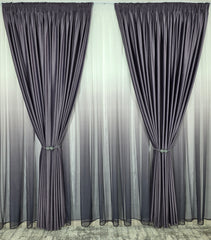 Set Rebeca: perdea bamboo degrade gri mov si draperie catifea mov blackout 98%