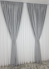 Set Los Angeles Gri Deschis: Perdea Alba Simpla si Draperie Tip Nisip