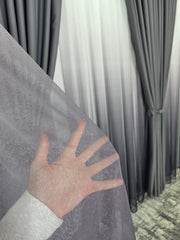 Set Hera: perdea bamboo degrade gri mov si draperie simpla gri inchis blackout 98%