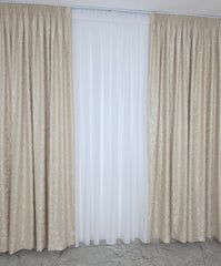 Set Los Angeles Crem: Perdea alba simpla si Draperie tip nisip