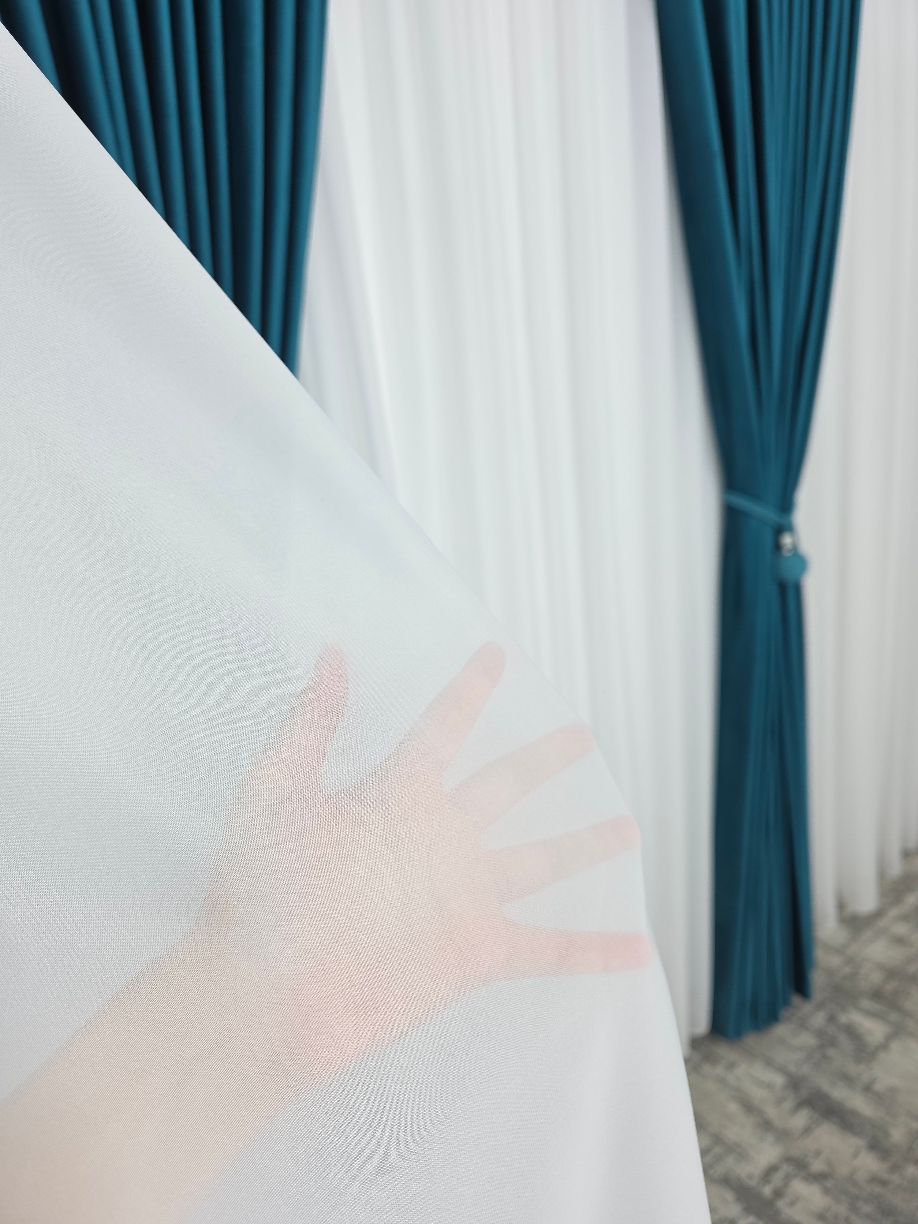 Set Giorgio: Perdea Voal Premium Si Draperie Catifea Turcoaz