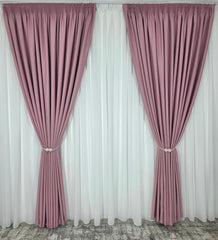 Colectia Blackout: Perdea Matase Alba Si Draperie Roz Blackout 80%
