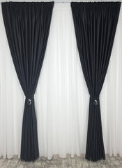 Set Tenebris: Perdea Voal Premium Si Draperie Catifea Negru