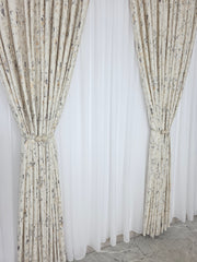 Colectia Elegance: Perdea Voal Premium Si Draperie Catifea Bej Cu Insertii model Golden