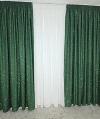 Set Los Angeles Verde Smarald: Perdea alba simpla si Draperie tip nisip