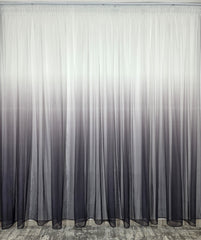 Set Luna: perdea bamboo degrade gri mov si draperie catifea alba
