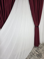 Colectia Blackout: Perdea Matase Alba Si Draperie Bordo Blackout 98%