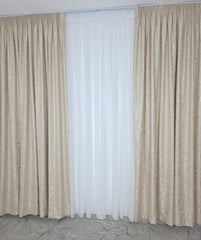 Set Los Angeles Crem: Perdea alba simpla si Draperie tip nisip