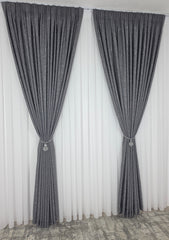 Set Los Angeles Gri Inchis: Perdea Alba Simpla si Draperie Tip Nisip