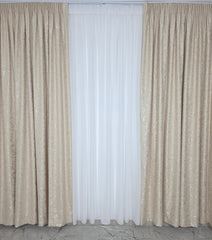 Set Los Angeles Crem: Perdea alba simpla si Draperie tip nisip