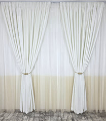 Set Blanca: perdea in doua culori alb-crem tip borangic si draperie blackout alb