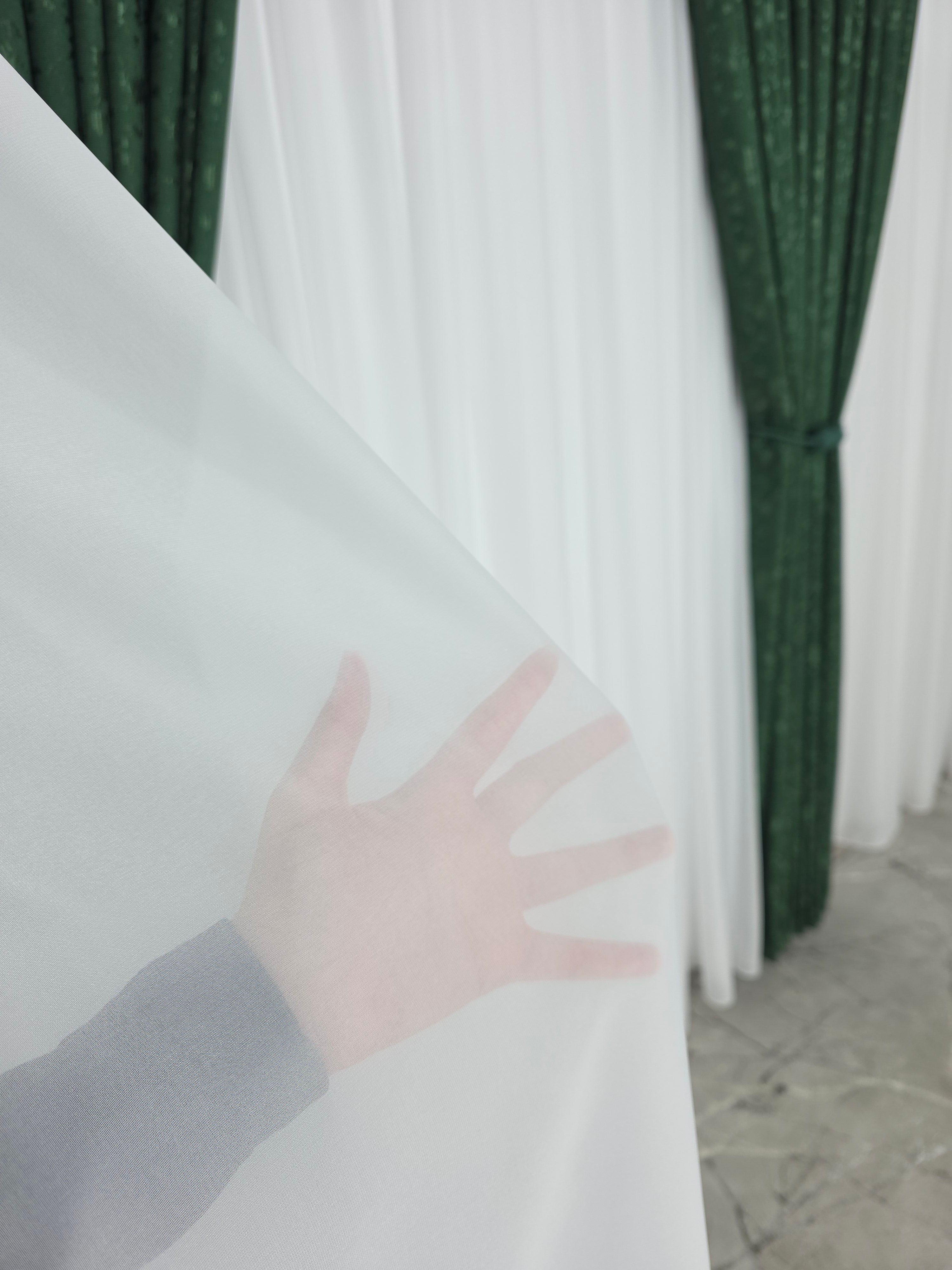 Set Los Angeles Verde Smarald: Perdea alba simpla si Draperie tip nisip