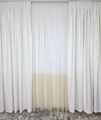 Set Blanca: perdea in doua culori alb-crem tip borangic si draperie blackout alb