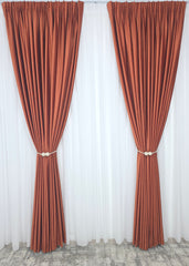 Set Ruginiu de Mai : Perdea Voal Premium Si Draperie Catifea Caramiziu