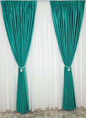Set Zakynthos: Perdea Voal Premium Si Draperie Catifea Verde Marin