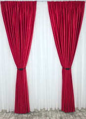 Set Nicoleta: perdea alba simpla voal si draperie catifea rosie