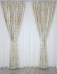 Set Perdea alba si draperie crem cu insertii-ideala pentru pentru un efect elegant si stralucitor in living sau dormitor