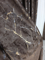 Colectia Majestic: Perdea Crem Din Borangic Cu Sidef Auriu Si Draperie Catifea Maro Cu Insertii
