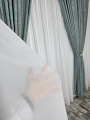 Colectia Decorativa: Perdea Alba Simpla si Draperie Tip Vopsea-Turcoaz Deschis