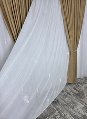 Perdea Alina confecționată din in cristal cu forme geometrice alb cu alb