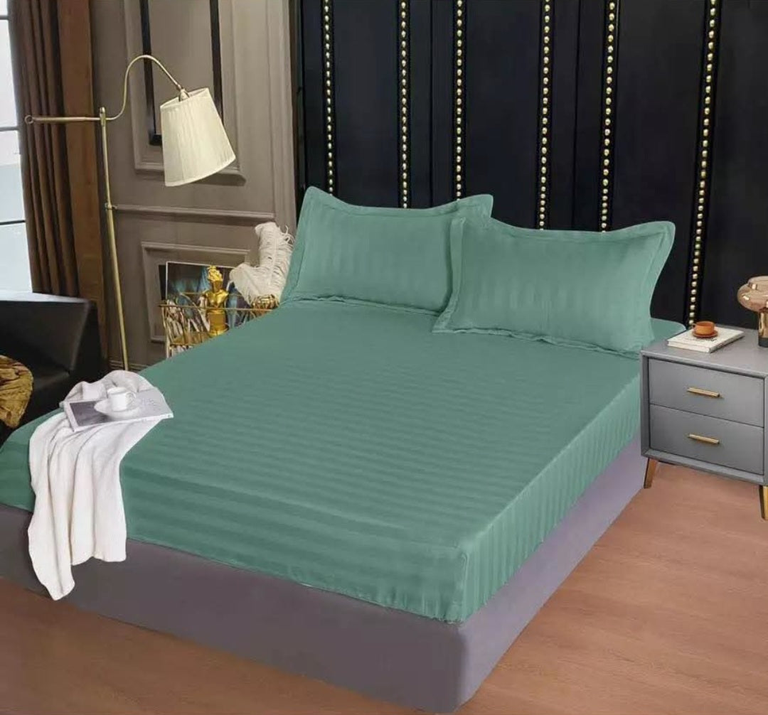 Husa cu elastic din damasc bumbac pentru saltea 160/180x200cm + 2 fete perna - verde menta