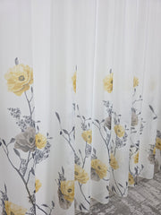 Perdea Solaris tip in, material plin ca textura, model floral