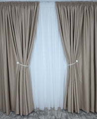 Colectia Hotel: Perdea Voal Alb si Draperii Blackout 90%-Crem Roze