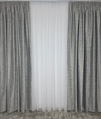 Draperie Pandantiv Catifea Gri Deschis Cu Insertii