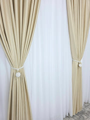 Draperie Rolex din catifea crem auriu cu sclipici auriu