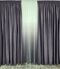 Set Rebeca: perdea bamboo degrade gri mov si draperie catifea mov blackout 98%