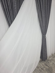 Set Los Angeles Gri Inchis: Perdea Alba Simpla si Draperie Tip Nisip