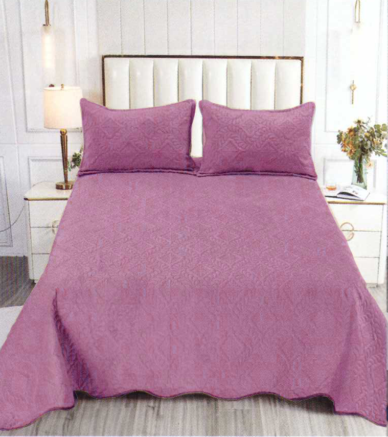 Set Cuvertura Pat din Catifea Violet 220x240 + 2 fete perna CS10