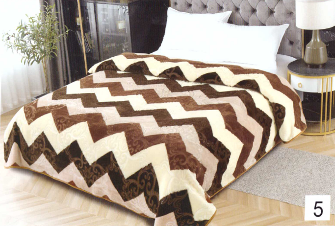 Patură Groasă, Crem-Maro, Zig-Zag, dimensiune 200x240, cod: P28