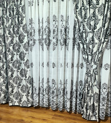 Perdea confectionata din in, material plin ca textura, nesifonabila, alb cu negru, model Nina - CASABLANCA Perdea confectionata din in, material plin ca textura, nesifonabila, alb cu negru, model Nina Casa Blanca Curtains & Drapes 45.00 CASABLANCA  CASABLANCA