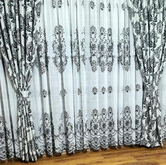 Perdea confectionata din in, material plin ca textura, nesifonabila, alb cu negru, model Nina - CASABLANCA Perdea confectionata din in, material plin ca textura, nesifonabila, alb cu negru, model Nina Casa Blanca Curtains & Drapes 45.00 CASABLANCA  CASABLANCA