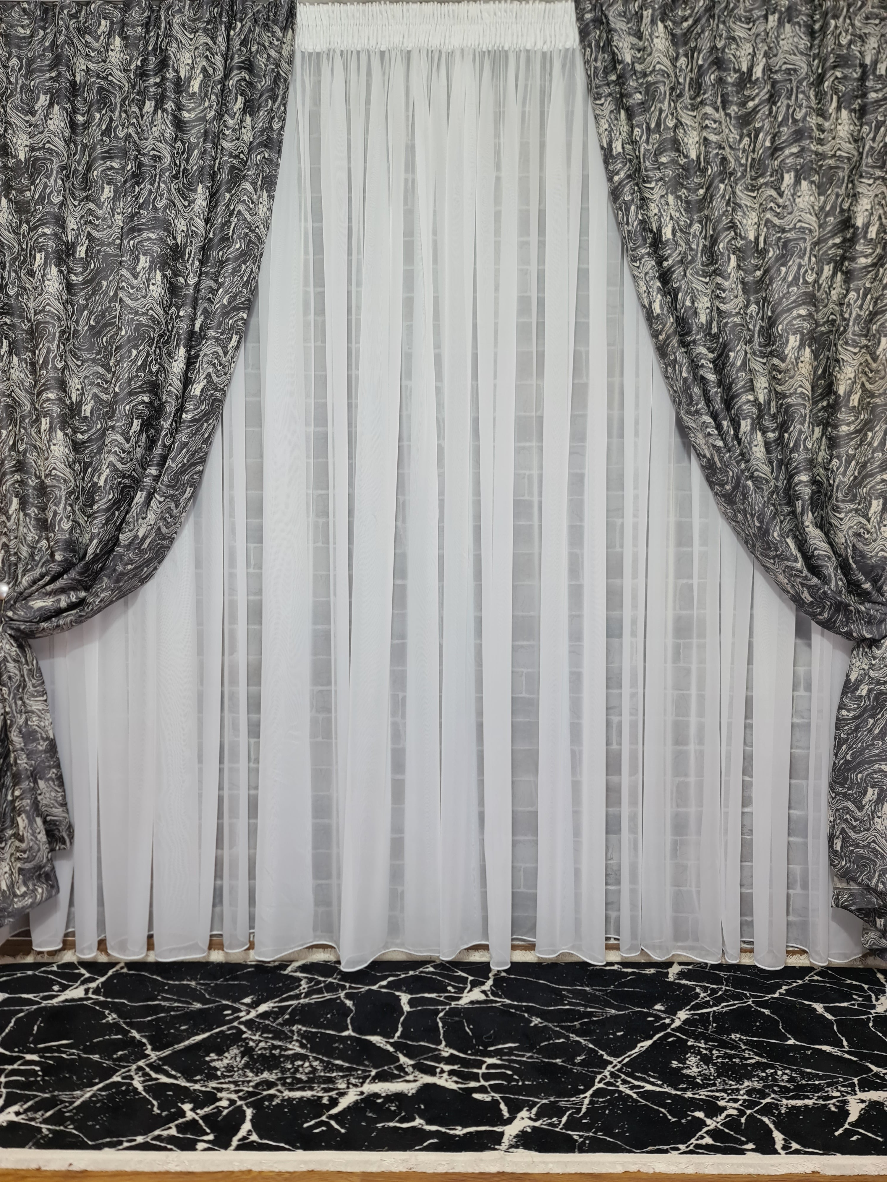 Draperie gri metalizat cu crem - CASABLANCA Draperie gri metalizat cu crem Casa Blanca Curtains & Drapes 65.00 CASABLANCA  CASABLANCA