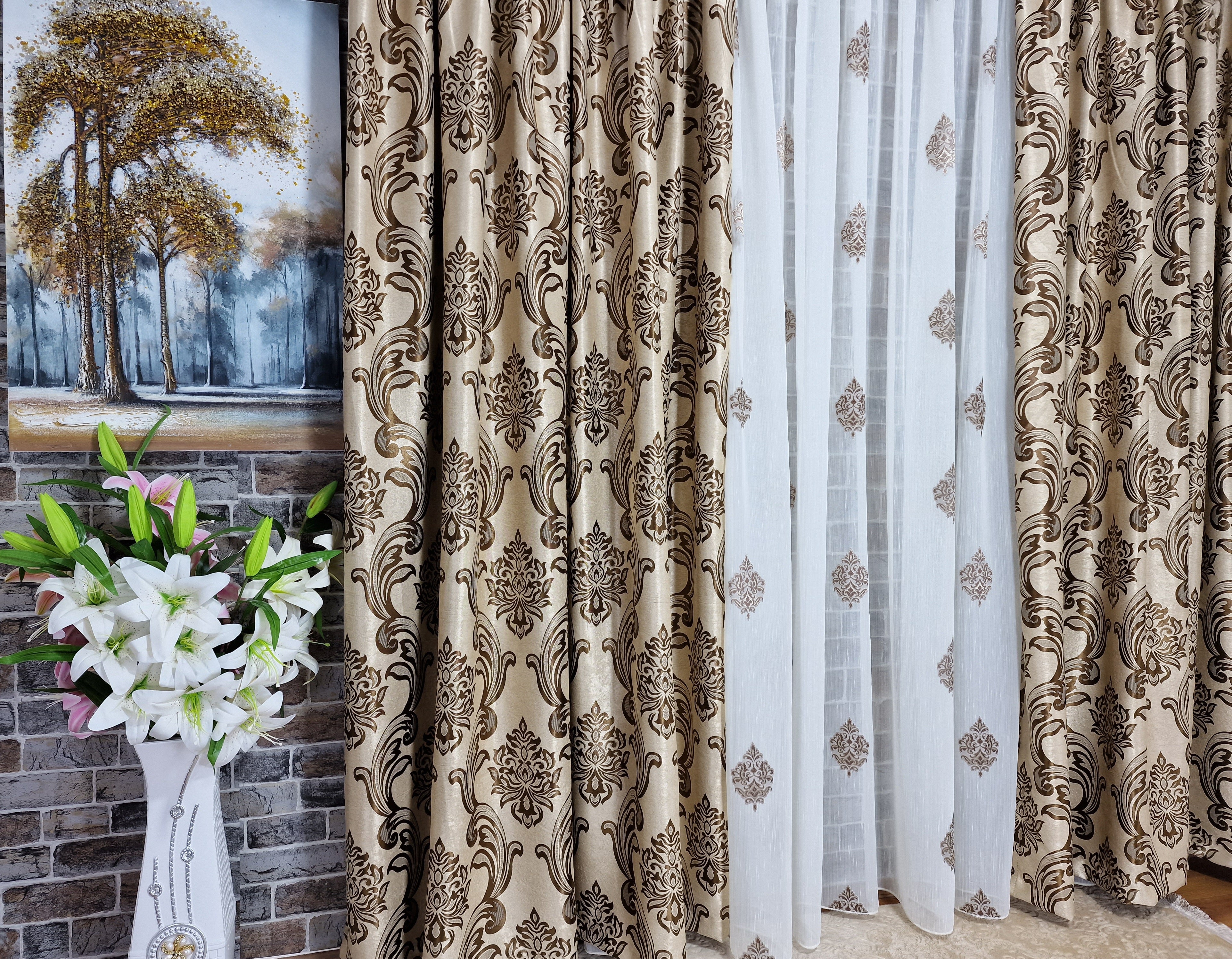 Set din perdea sable crem-maro baroc si draperie baroc crem-maro - CASABLANCA Set din perdea sable crem-maro baroc si draperie baroc crem-maro Casa Blanca Curtains & Drapes 330.00 CASABLANCA  CASABLANCA