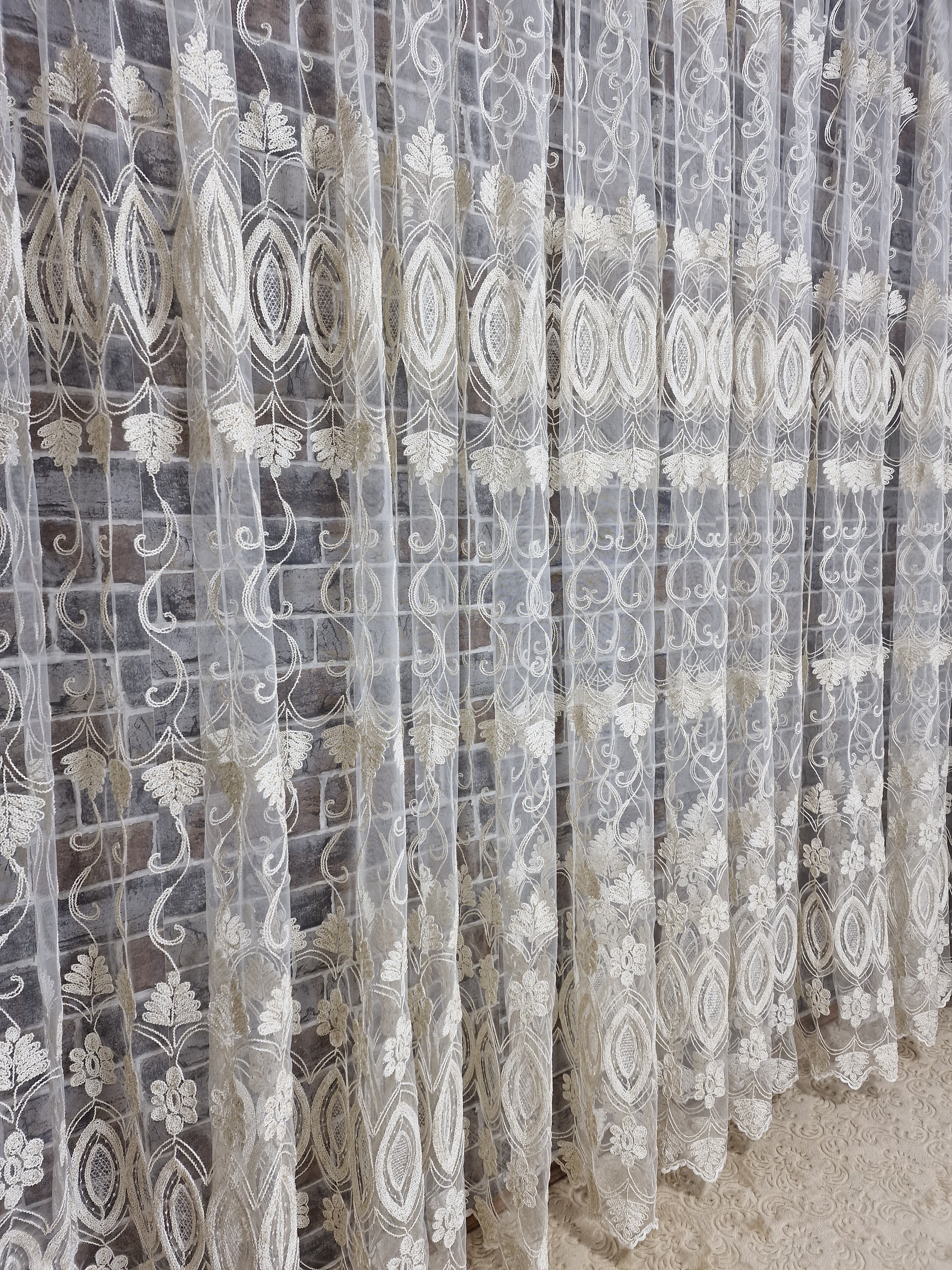 Perdea din tul cu broderie crem si fir auriu, model oglinda - CASABLANCA Perdea din tul cu broderie crem si fir auriu, model oglinda CasaBlanca Curtains & Drapes 40.00 CASABLANCA  CASABLANCA