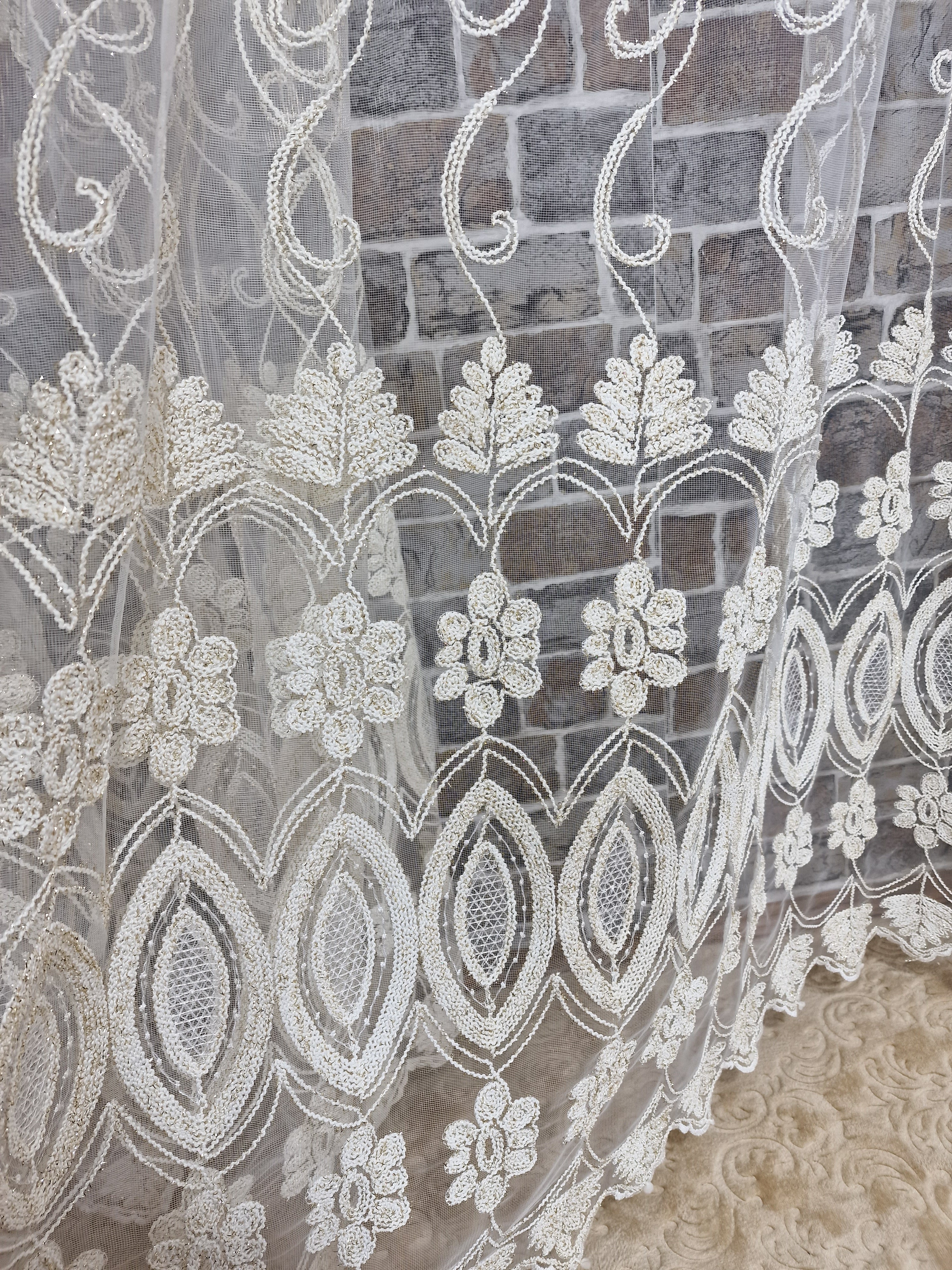 Perdea din tul cu broderie crem si fir auriu, model oglinda - CASABLANCA Perdea din tul cu broderie crem si fir auriu, model oglinda CasaBlanca Curtains & Drapes 40.00 CASABLANCA  CASABLANCA