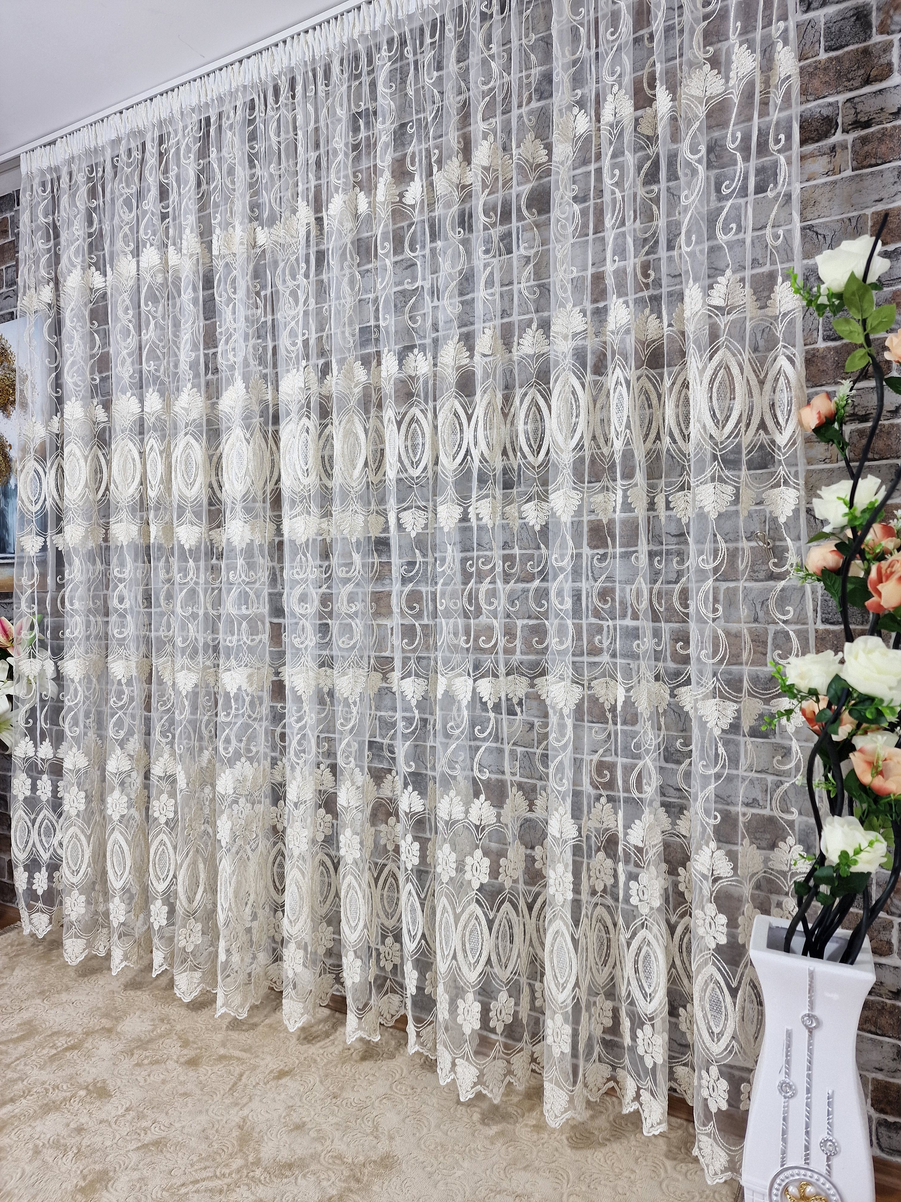 Perdea din tul cu broderie crem si fir auriu, model oglinda - CASABLANCA Perdea din tul cu broderie crem si fir auriu, model oglinda CasaBlanca Curtains & Drapes 40.00 CASABLANCA  CASABLANCA