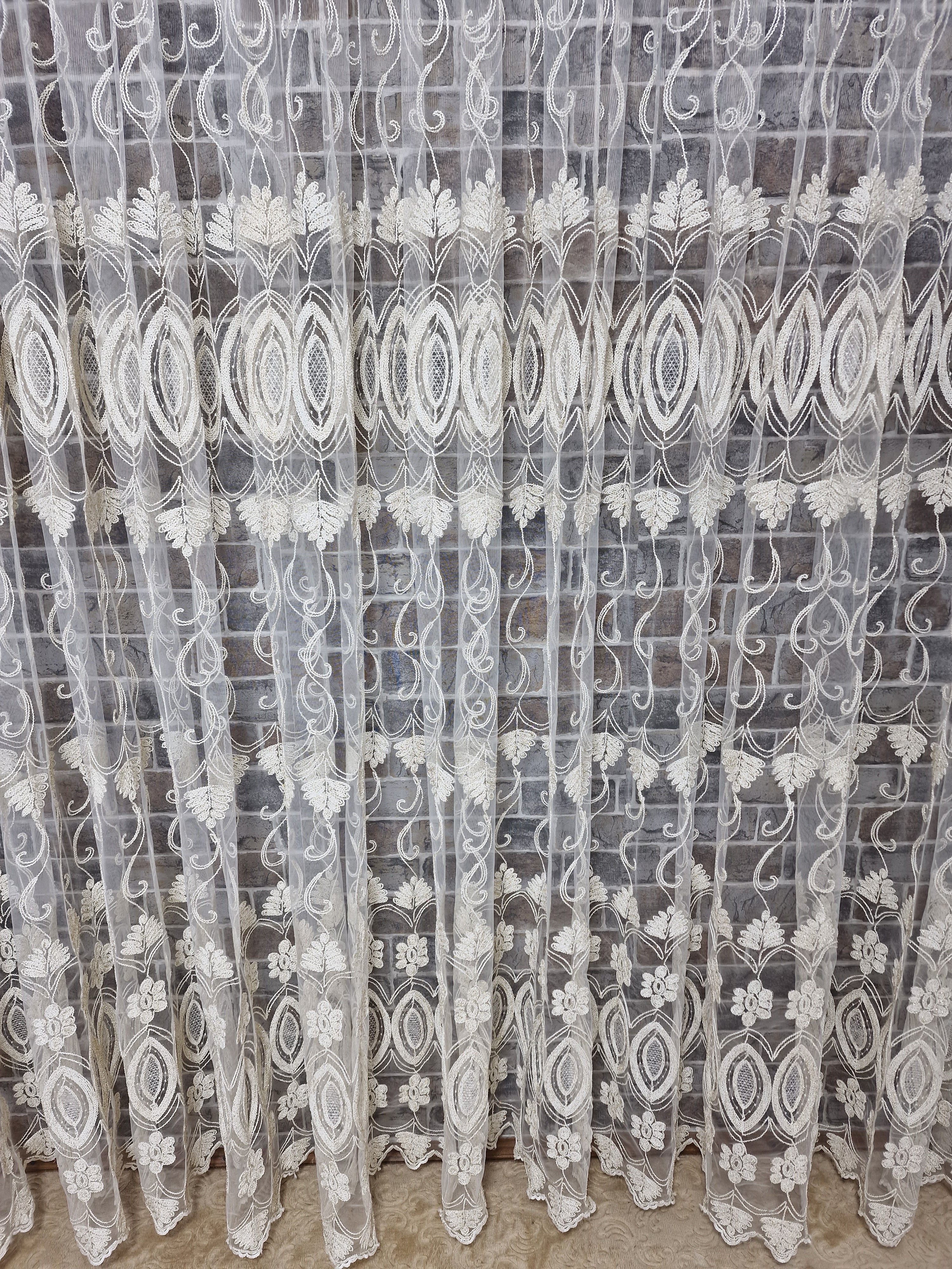 Perdea din tul cu broderie crem si fir auriu, model oglinda - CASABLANCA Perdea din tul cu broderie crem si fir auriu, model oglinda CasaBlanca Curtains & Drapes 40.00 CASABLANCA  CASABLANCA